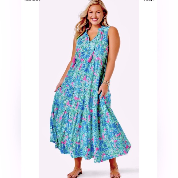 Lilly Pulitzer NWT Malone Maxi Soleil Pink Good Hare Day 🦄 - Picture 2 of 9